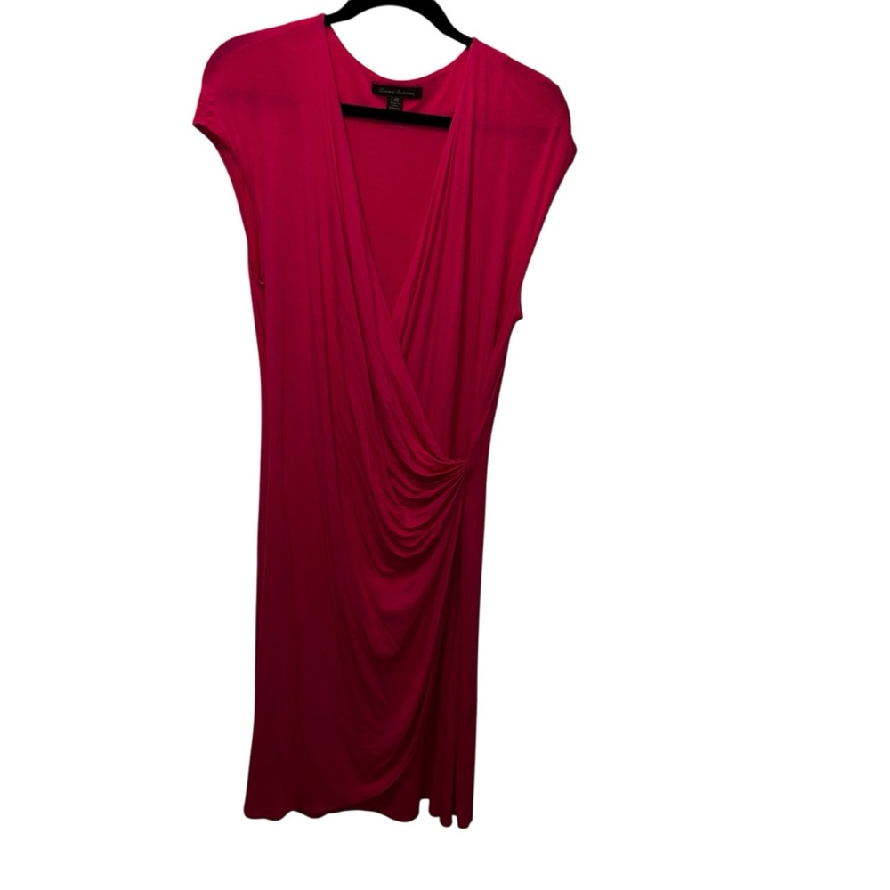 Tommy bahama low cut faux wrap dress large L fuchsia pink